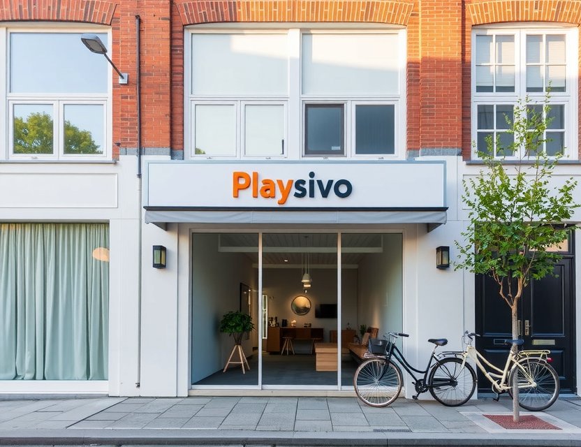 Exterior view of Playsivo.com studio in Amsterdam, showcasing modern Dutch architecture